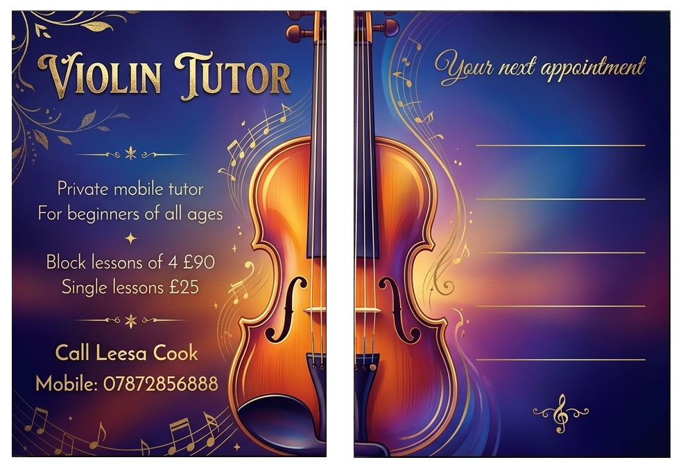 Leeza Cook - Violin Tutor Business Card Design